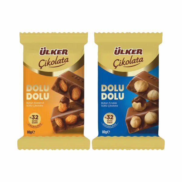 ÜLKER DOLU DOLU ÇİKOLATA FINDIK&BADEM 80 GR