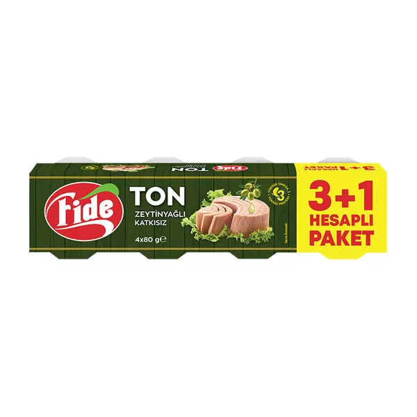 FİDE TON BALIĞI ZEYTİNYAĞLI 4x80 GR
